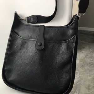 HERMES Evelyn square C stamp Shoulder Bag leather